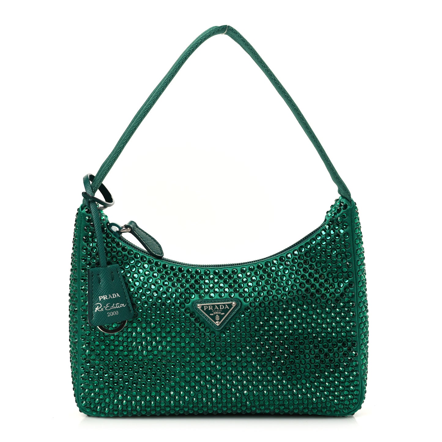 Satin Crystal Mini Re-Edition 2000 Bag Mango