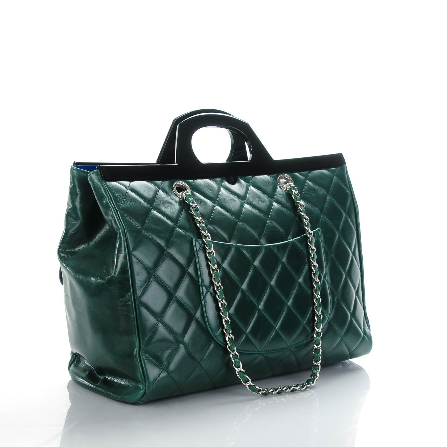 Chanel Glazed Calfskin Quilted Large CC Delivery Tote Green 3 of 7