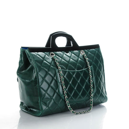 Chanel Glazed Calfskin Quilted Large CC Delivery Tote Green 3 of 7