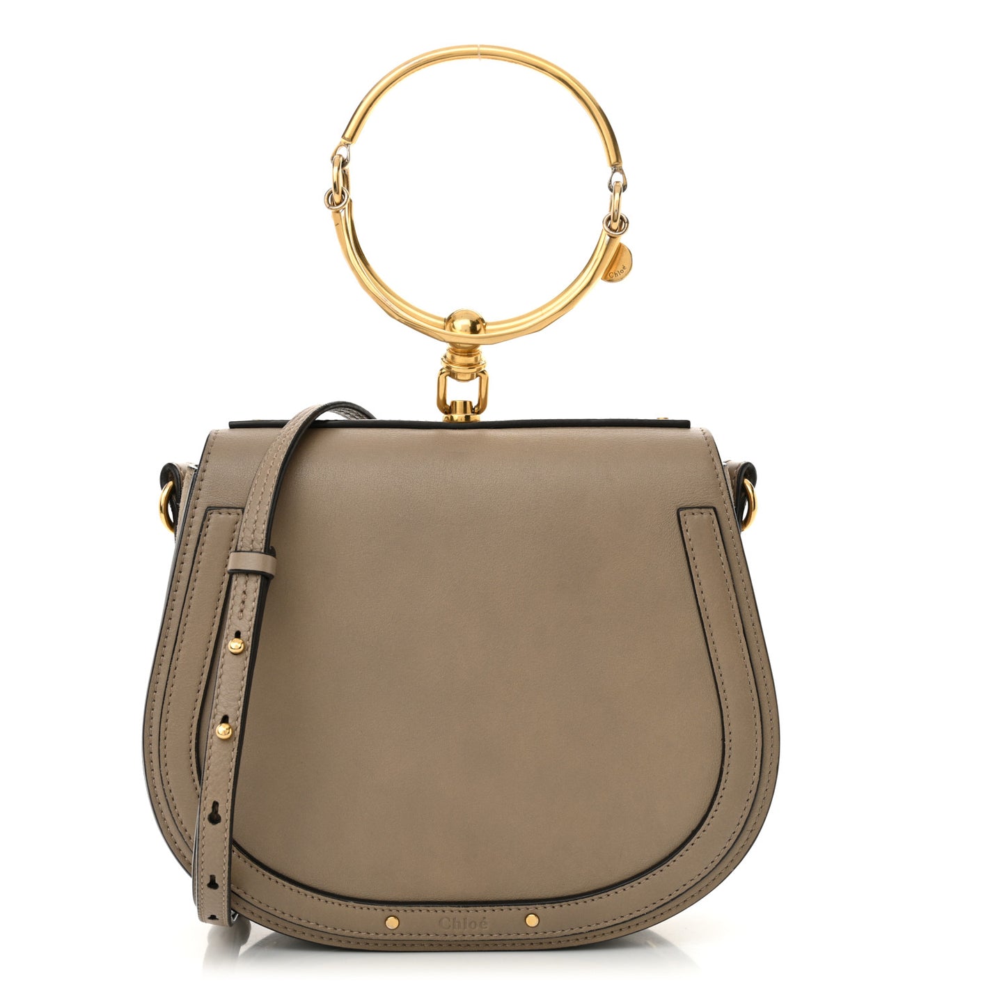 Calfskin Suede Medium Nile Bracelet Bag Motty Grey