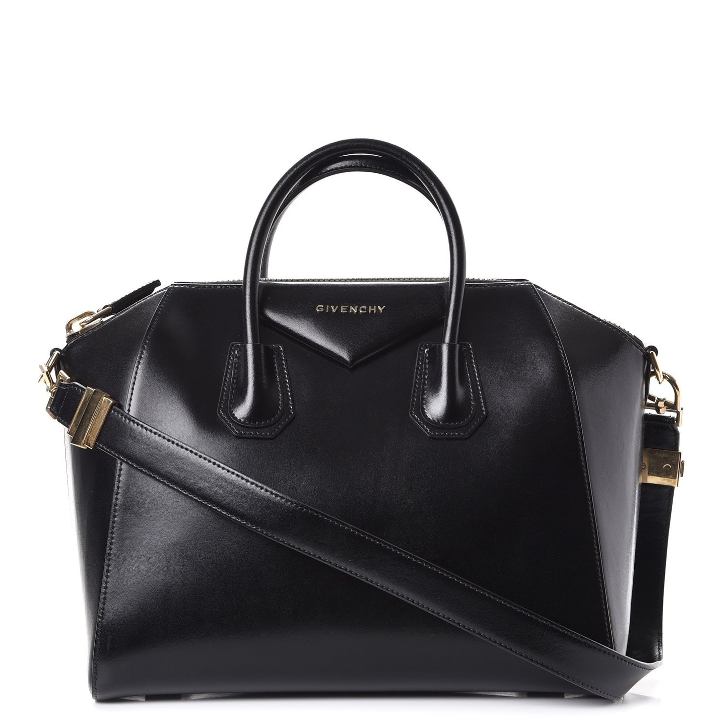 Shiny Lord Calfskin Medium Antigona Black