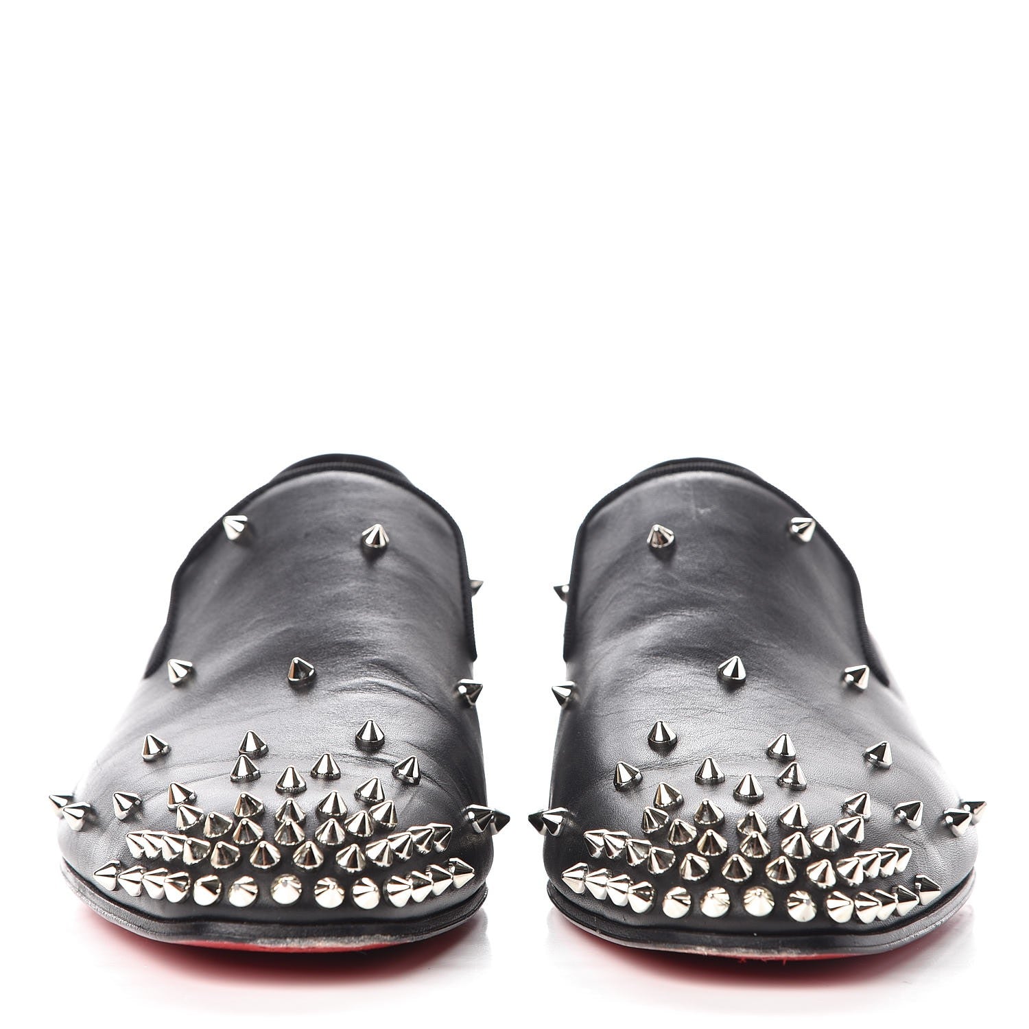 Christian Louboutin Calfskin Spikes Degra Flat Loafers 42 Black 2 of 16