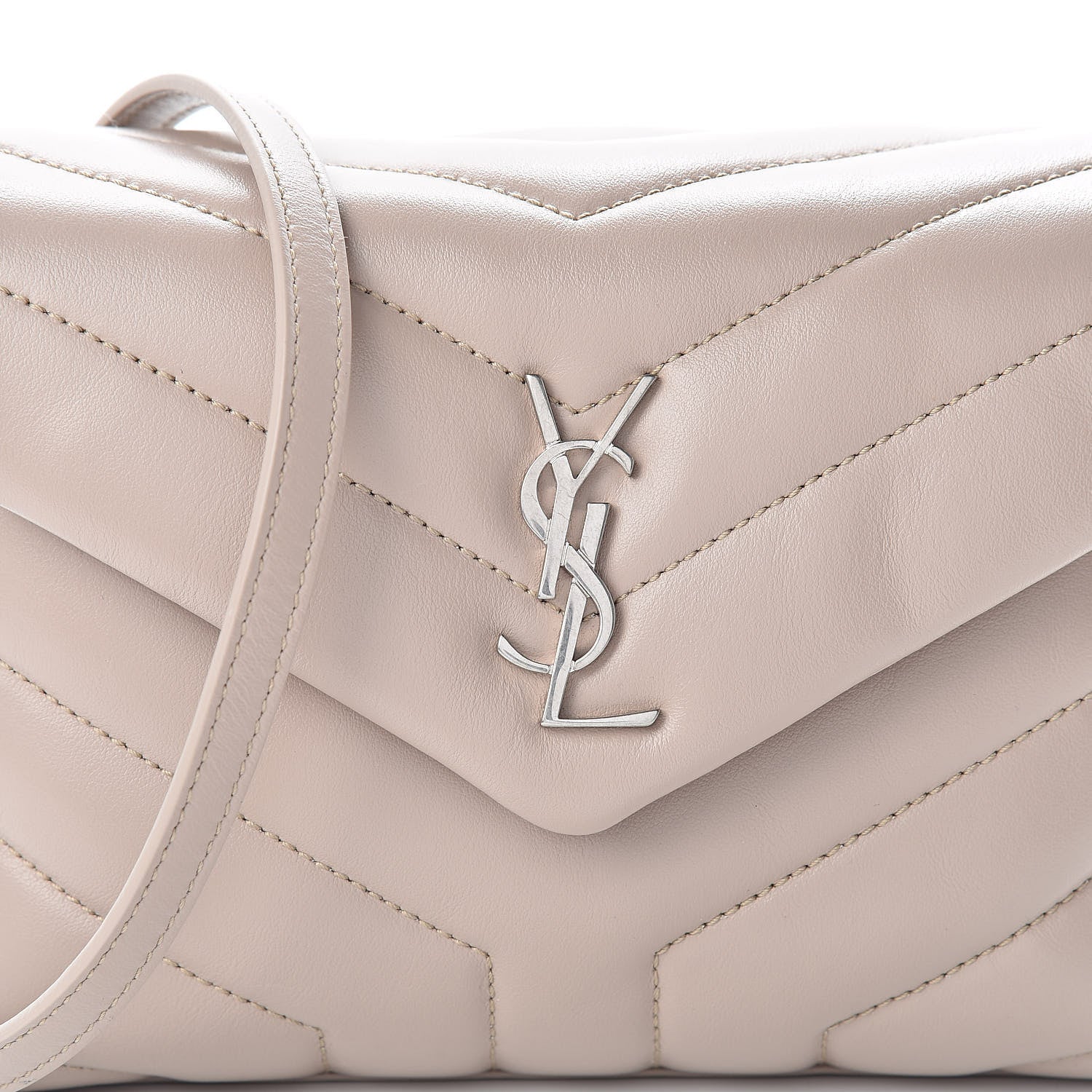 Saint Laurent Calfskin Y Quilted Monogram Toy Loulou Satchel Light Natural 9 of 12