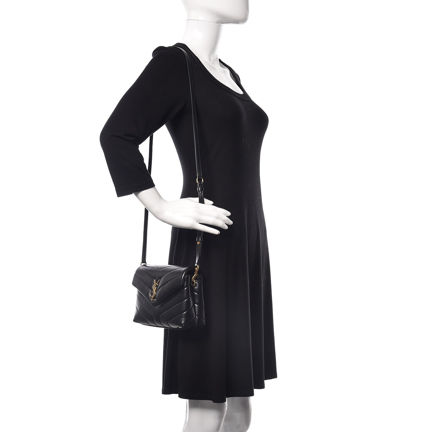 Calfskin Y Quilted Monogram Toy Loulou Crossbody Bag Black