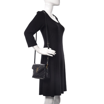 Saint Laurent Calfskin Y Quilted Monogram Toy Loulou Crossbody Bag Black 2 of 10