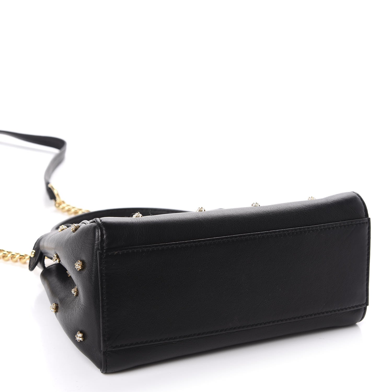 Fendi Nappa Crystal Studded XS Peekaboo Iconic Satchel Black 4 of 11