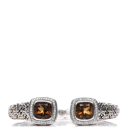 John Hardy Sterling Silver 18K Yellow Gold Diamond Smoky Quartz Jaisalmer Cuff Bracelet 1 of 9