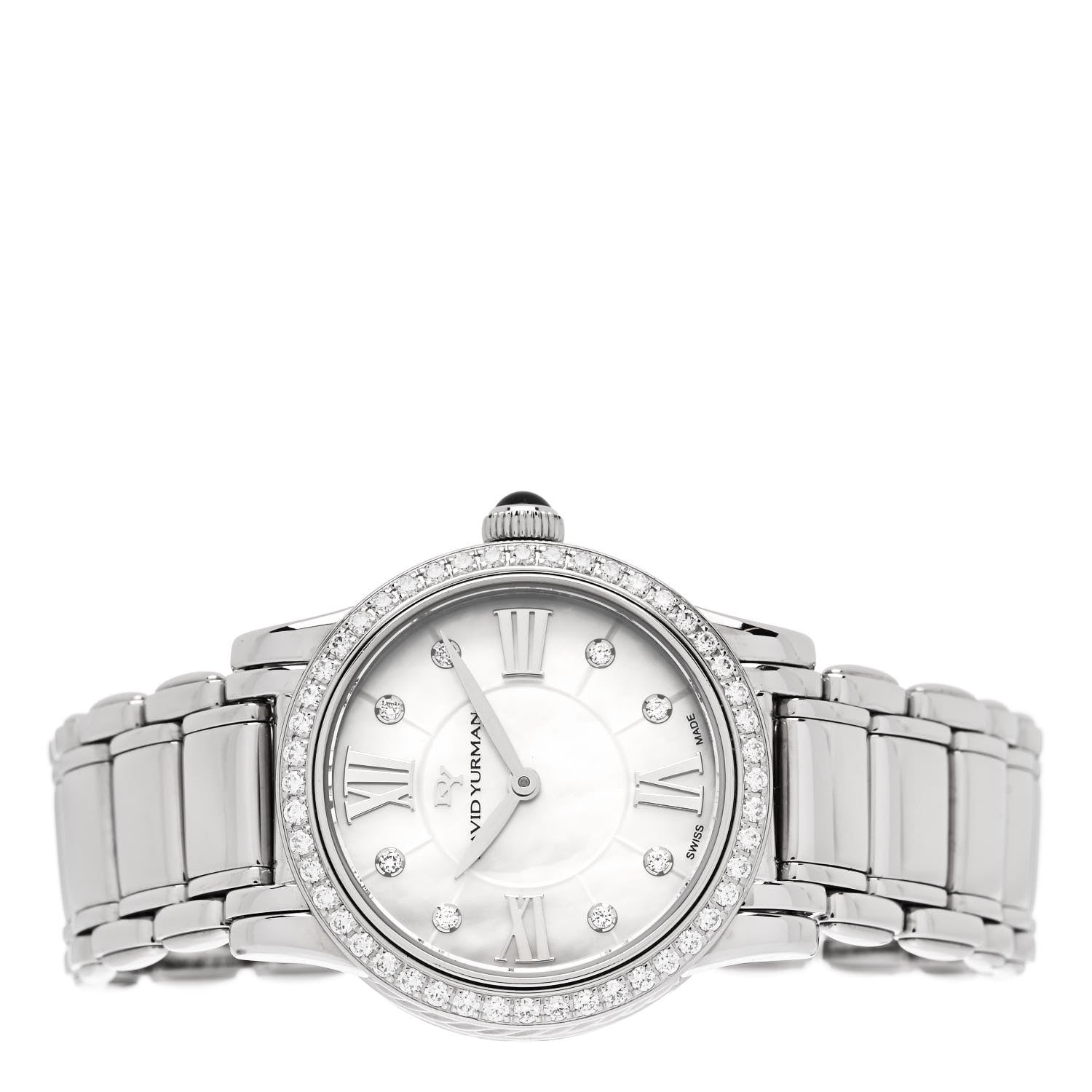 David Yurman Stainless Steel Diamond Bezel Mother of Pearl 29mm Classic Quartz Watch 2 of 5