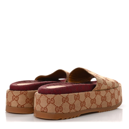 Gucci Canvas GG Monogram Angelina Platform Slide Sandals 36.5 Beige Ruggine 4 of 7