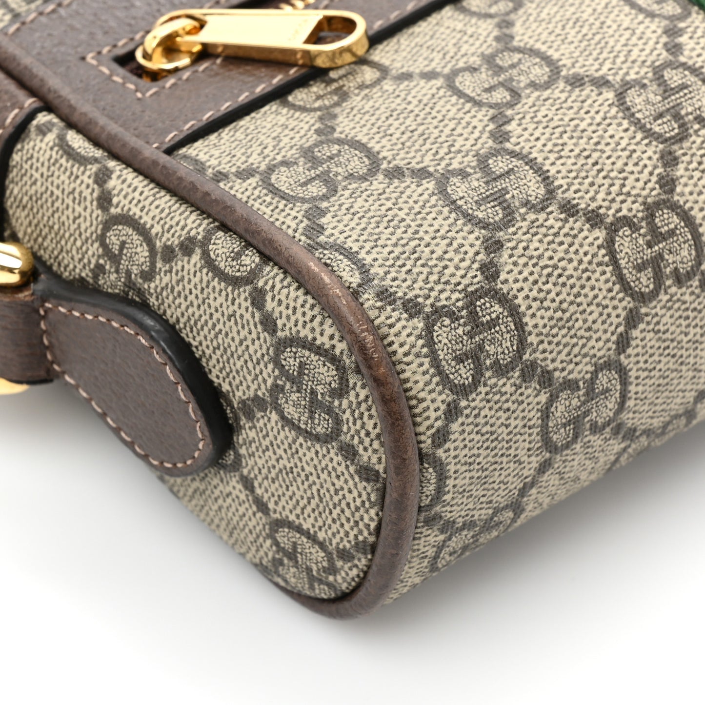 GG Supreme Monogram Web Mini Ophidia Shoulder Bag Brown