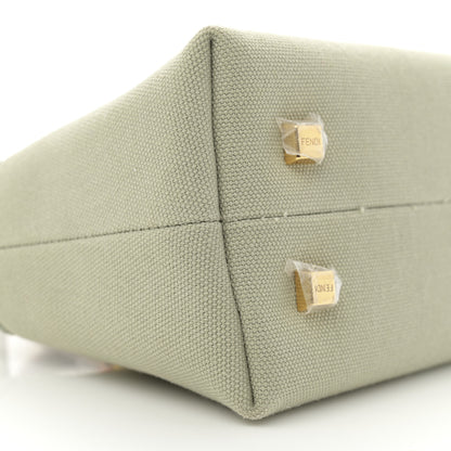 Fendi Canvas Vitello King Plexiglass Logo Embroidered Mini By The Way Top Handle Boston Bag Green Tea 9 of 10
