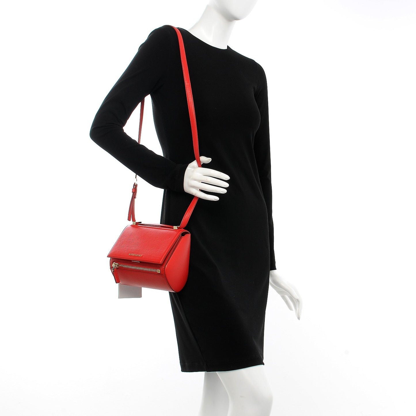 Textured Calfskin Mini Pandora Box Crossbody Bag Red