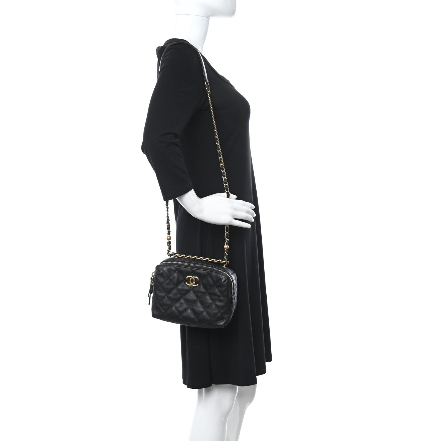 Chanel Calfskin Quilted Mini Bowling Bag Black 2 of 10
