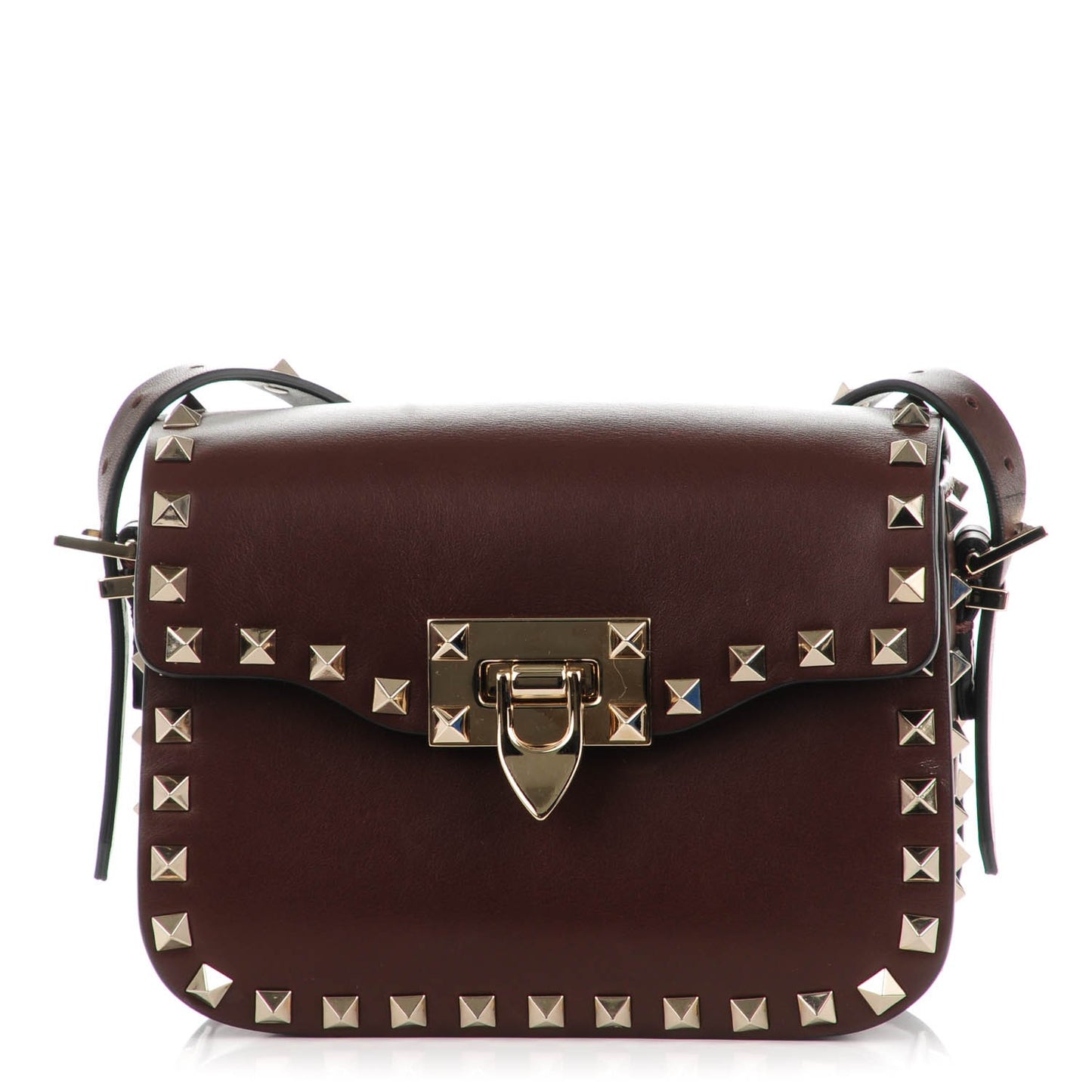 Vitello Small Rockstud Flap Saddle Bag Cacao