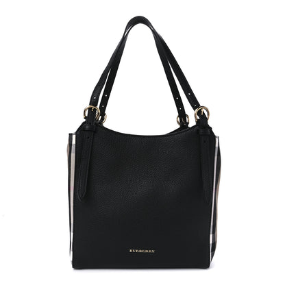Burberry Grainy Calfskin House Check Small Canterbury Tote Black 1 of 10