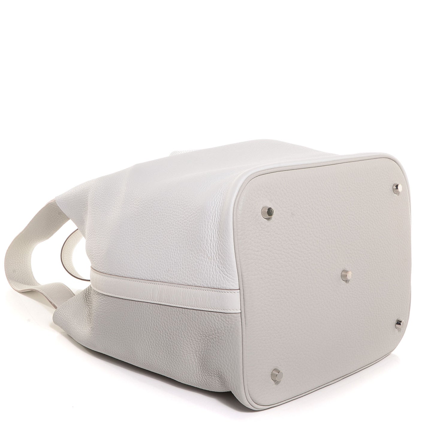 Taurillon Clemence Picotin Lock TGM Gris Perle White