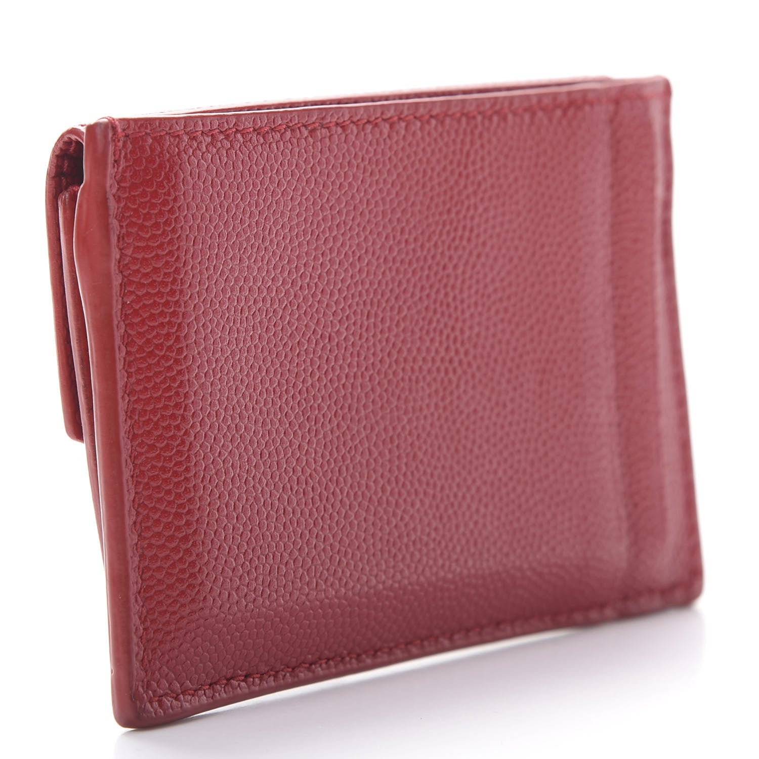 Saint Laurent Grain De Poudre Uptown Monogram Card Case New Red 3 of 9