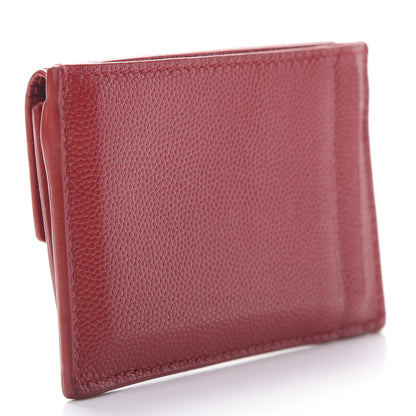 Saint Laurent Grain De Poudre Uptown Monogram Card Case New Red 3 of 9