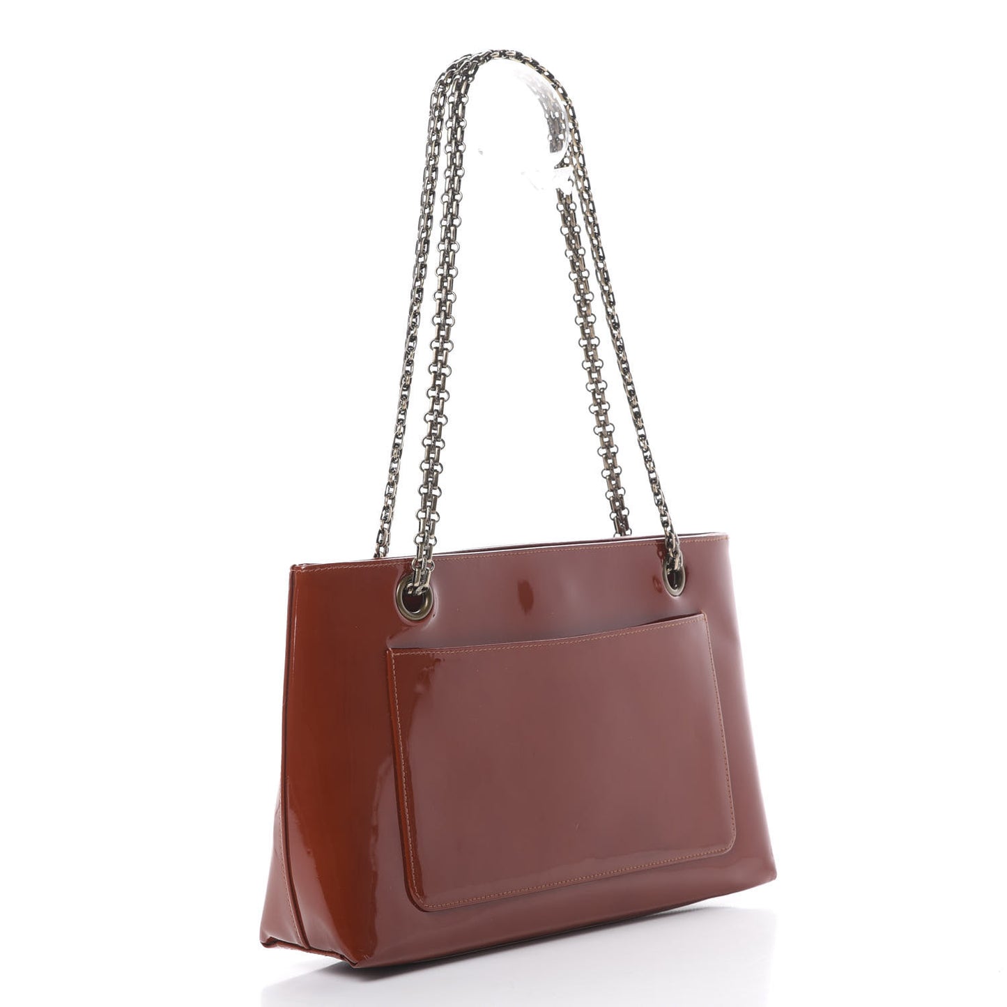 Patent Bijoux Chain Shoulder Bag Rust Red