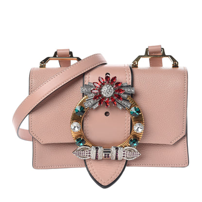 Miu Miu Goatskin Madras Soft Calfskin Crystal Embellished Shoulder Bag Orchidea 1 of 9