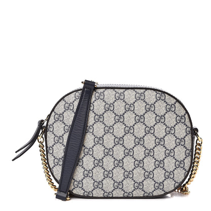 Gucci GG Supreme Monogram Mini Chain Shoulder Bag Beige Blue 1 of 12