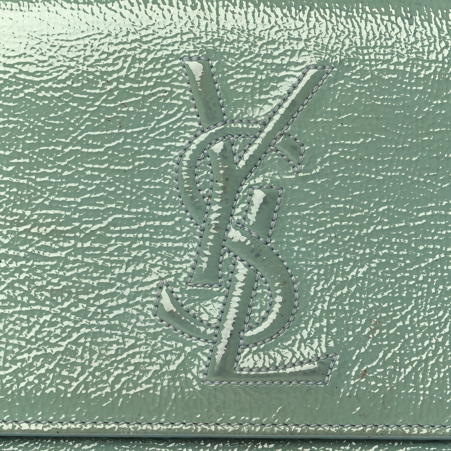 Saint Laurent Textured Patent Monogram Large Belle De Jour Clutch Turquoise 9 of 15