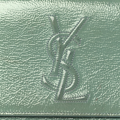 Saint Laurent Textured Patent Monogram Large Belle De Jour Clutch Turquoise 9 of 15