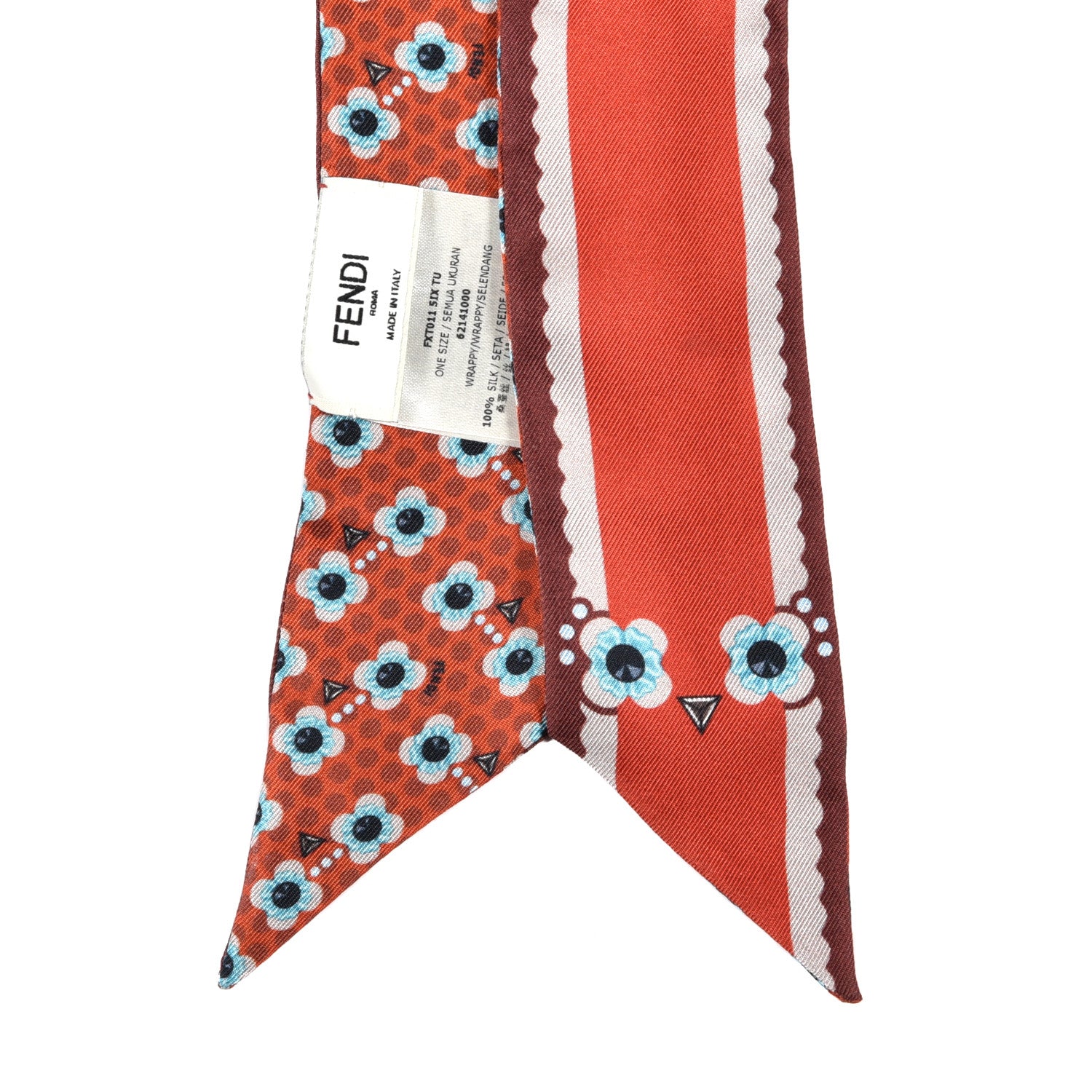 Fendi Silk Printed Flowers Bandeau Red Bloody Mary 2 of 3