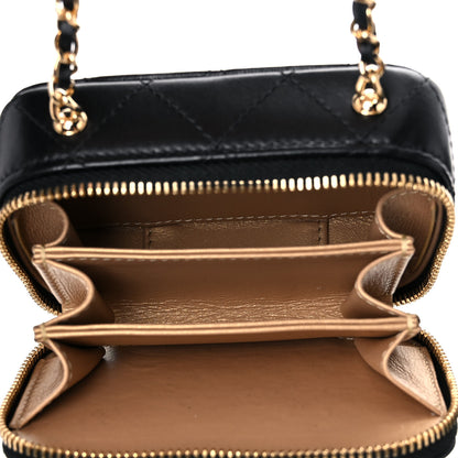 Chanel Lambskin Quilted Mini Golden Plate Clutch With Chain Black 5 of 11