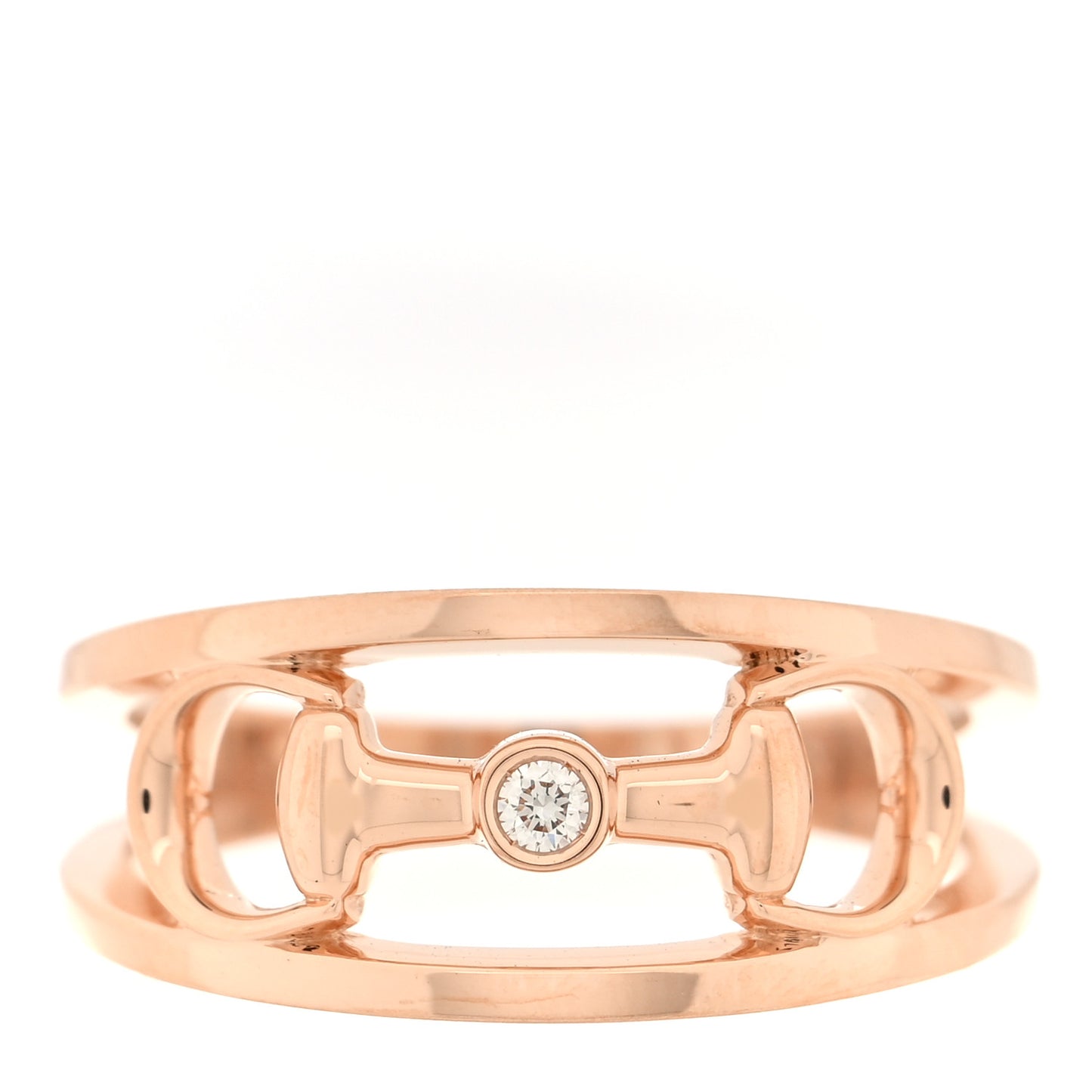 18K Rose Gold Diamond 10mm Horsebit Band Ring 58 8.25