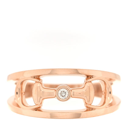Gucci 18K Rose Gold Diamond 10mm Horsebit Band Ring 58 8.25 1 of 4