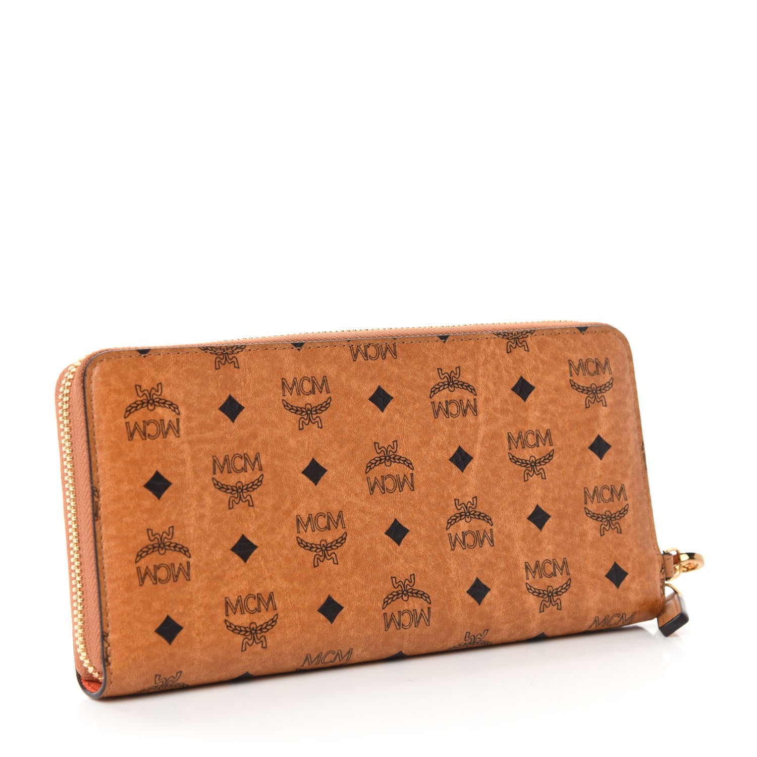 MCM Visetos Large Zip Around Wallet Cognac 3 of 7