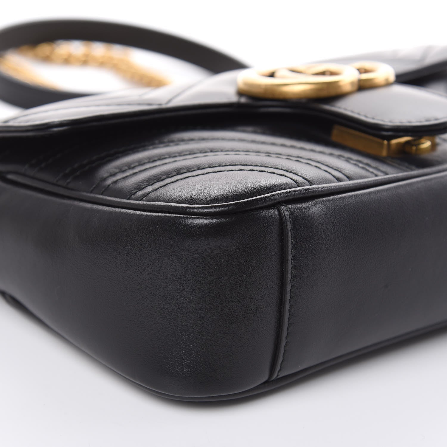 Gucci Calfskin Matelasse Mini GG Marmont Shoulder Bag Black 8 of 10