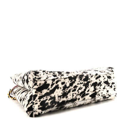 Chanel Pony Hair Printed Chic Lady Small Shopping Tote White Black 4 of 11