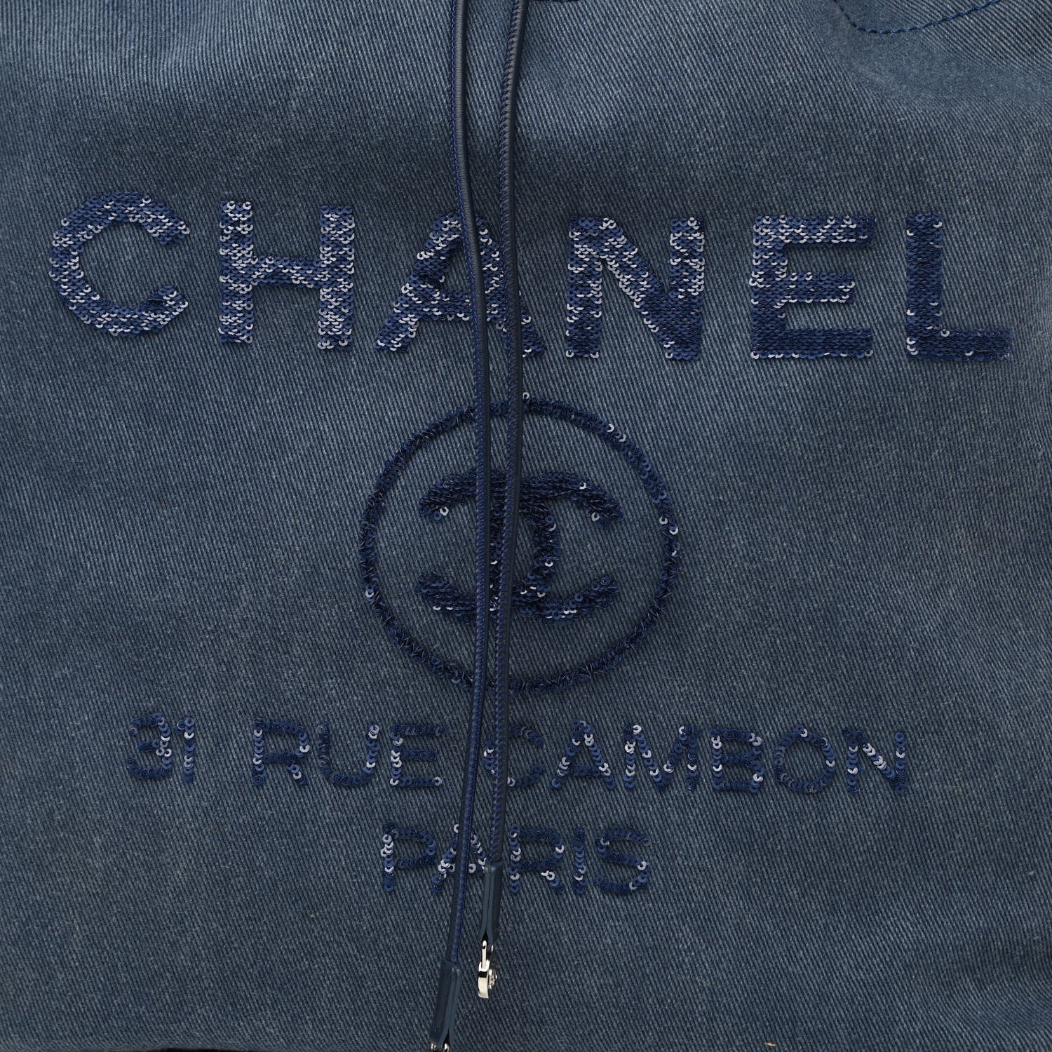 Chanel Canvas Sequin Large Deauville Backpack Navy 8 of 11