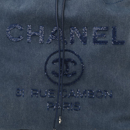 Chanel Canvas Sequin Large Deauville Backpack Navy 8 of 11