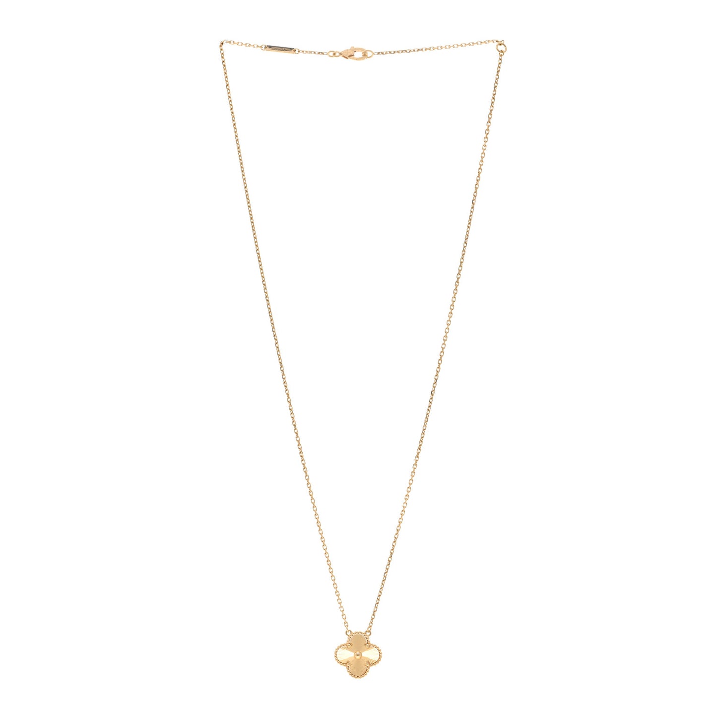 18K Yellow Gold Guilloche Vintage Alhambra Pendant Necklace