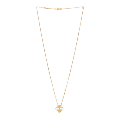Van Cleef & Arpels 18K Yellow Gold Guilloche Vintage Alhambra Pendant Necklace 3 of 6