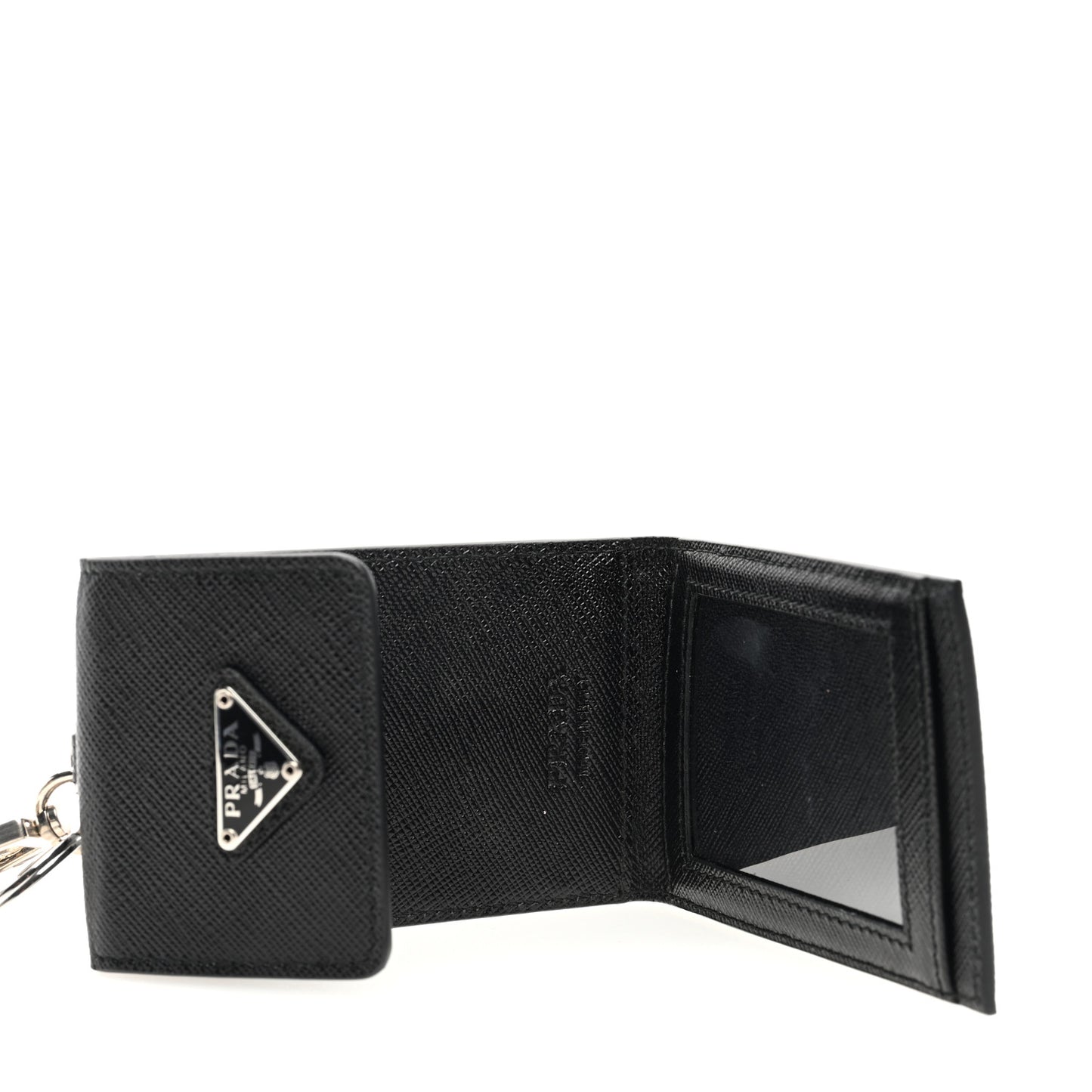 Saffiano Triangle Card Holder Keyring Black