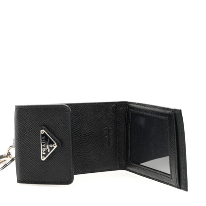 Prada Saffiano Triangle Card Holder Keyring Black 5 of 7