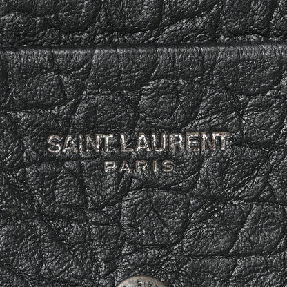 Saint Laurent Calfskin Crocodile Embossed Monogram Monochrome Business Card Holder Black 6 of 6