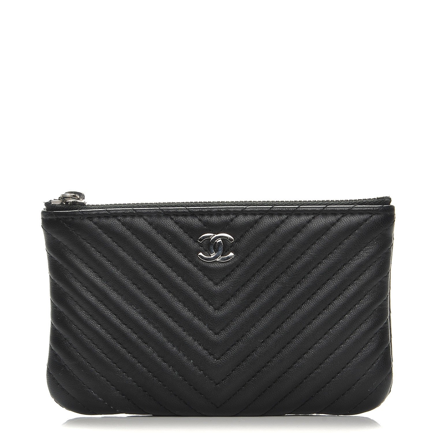 Chanel Calfskin Chevron Small Cosmetic Case Black 1 of 8