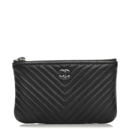 Chanel Calfskin Chevron Small Cosmetic Case Black 1 of 8
