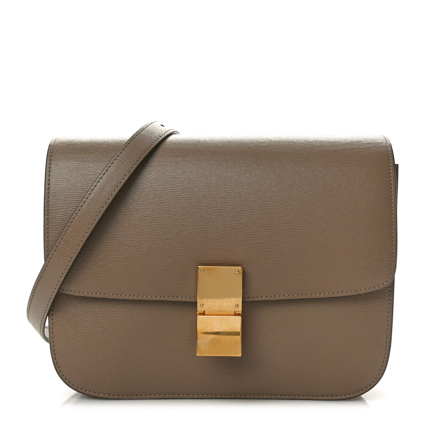 Liege Calfskin Medium Classic Box Flap Bag Taupe
