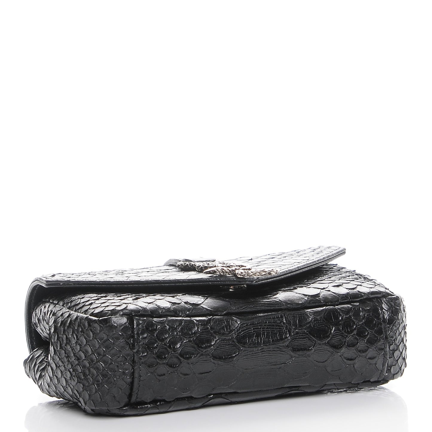 Python Calfskin Embossed Monogram Classic Baby Chain Bag Black