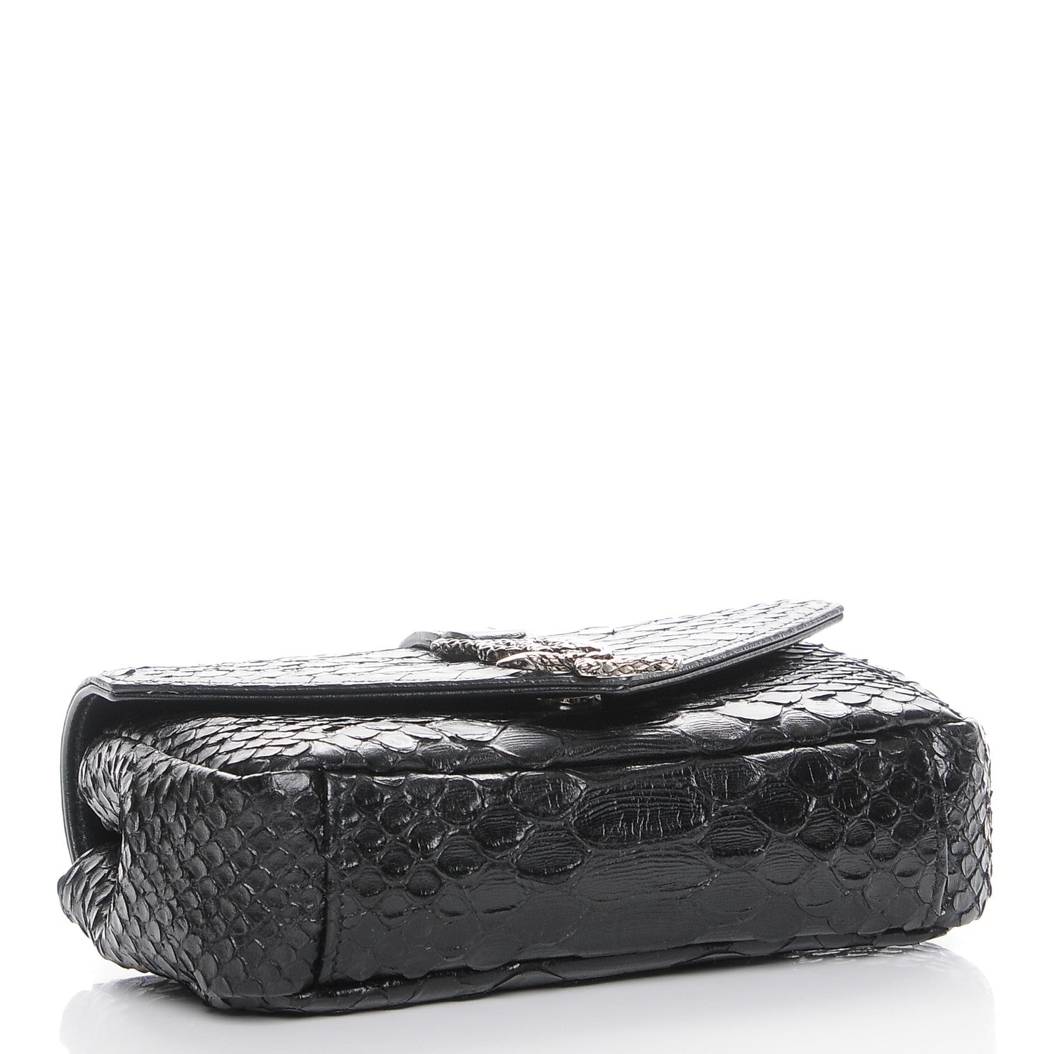 Saint Laurent Python Calfskin Embossed Monogram Classic Baby Chain Bag Black 5 of 8