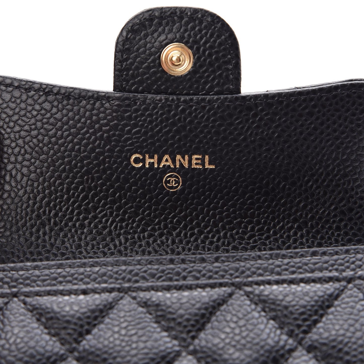 Caviar Quilted Flap Card Holder Black