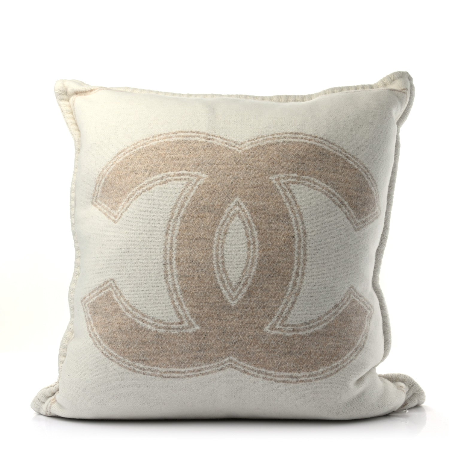 Chanel Merino Wool Cashmere CC Pillow Beige Off White 2 of 3