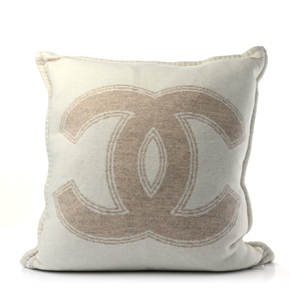 Chanel Merino Wool Cashmere CC Pillow Beige Off White 2 of 3