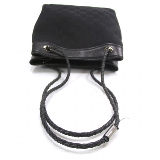 Canvas Monogram Woven Handle Tote Black